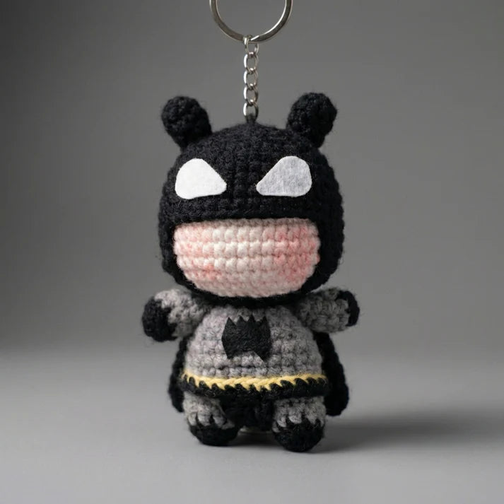 WoolyArtis™ - Handmade Crochet Batman Keychain & Car Mirror Hanging Accessory (Bản sao)