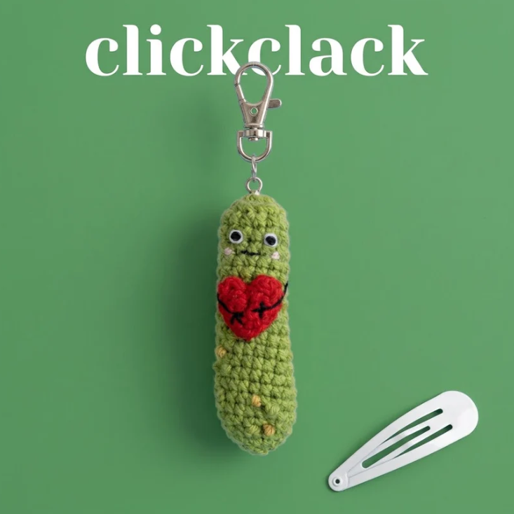 Handmade Crochet Sensory Fidget Keychains - Satisfying 'Click-Clack' Bunny, Carrot, Pickle - Cozy Gift for Stress Relief, ADHD, Anxiety