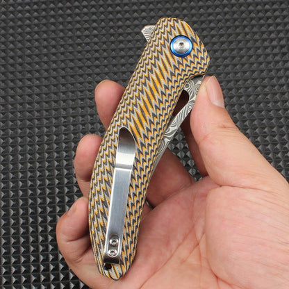 Compact Damascus Folding Utility Knife
