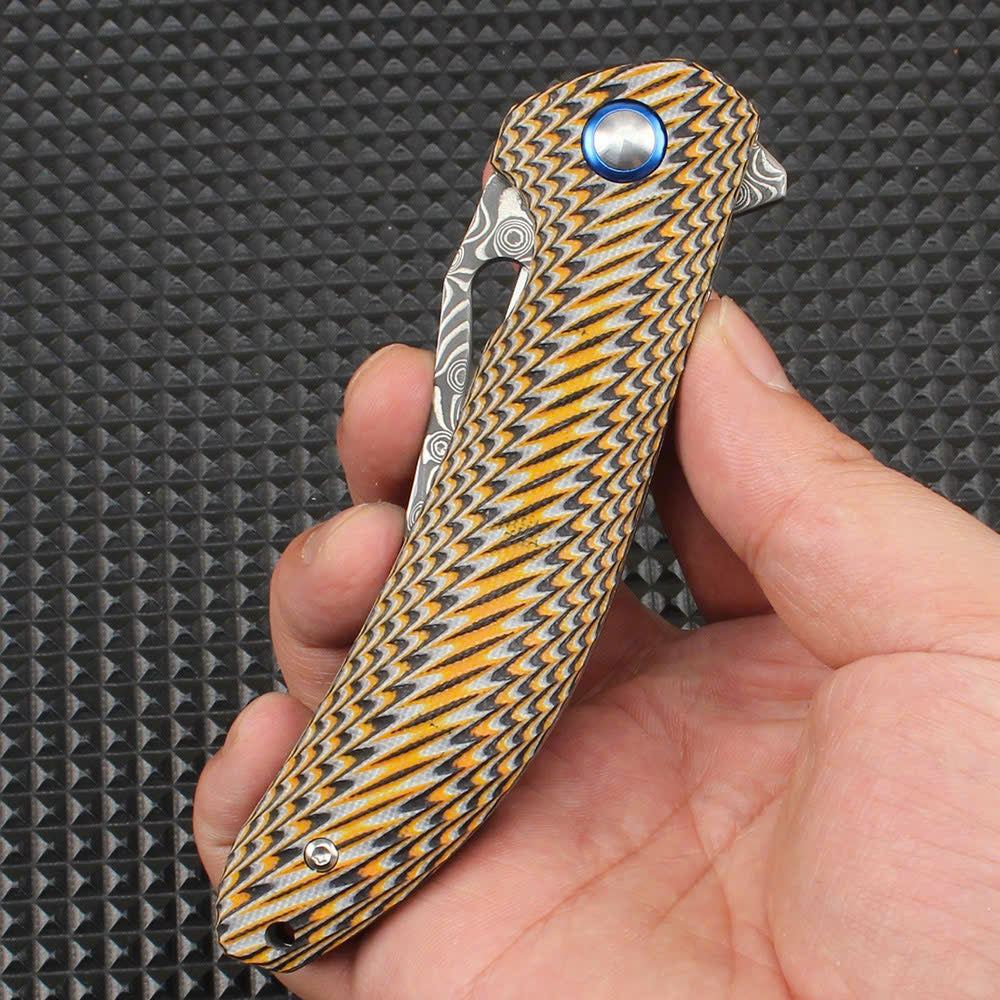 Compact Damascus Folding Utility Knife