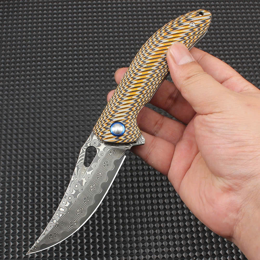 Compact Damascus Folding Utility Knife