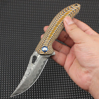 Compact Damascus Folding Utility Knife