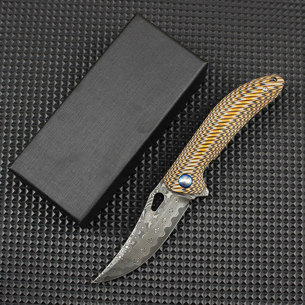 Compact Damascus Folding Utility Knife