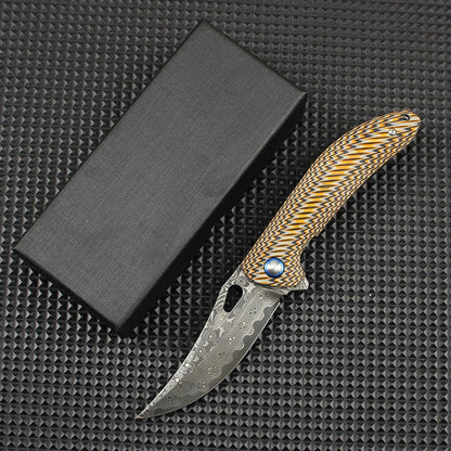 Compact Damascus Folding Utility Knife