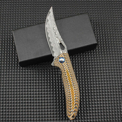 Compact Damascus Folding Utility Knife