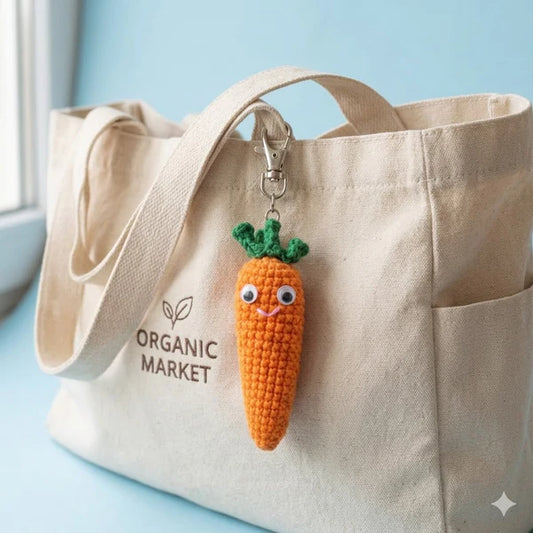 Handmade Crochet Sensory Fidget Keychains - Satisfying 'Click-Clack' Bunny, Carrot, Pickle - Cozy Gift for Stress Relief, ADHD, Anxiety