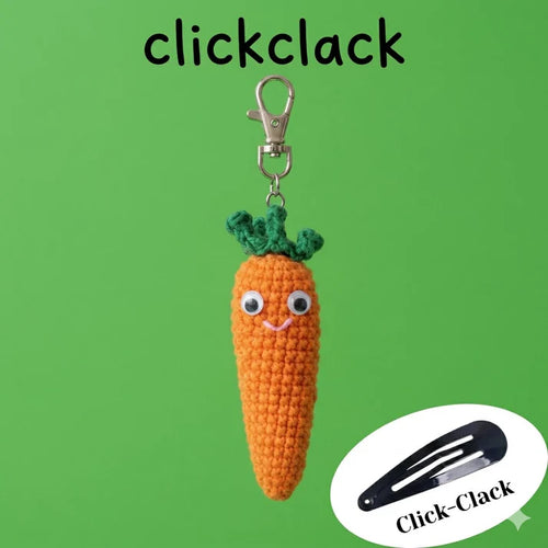 Handmade Crochet Sensory Fidget Keychains - Satisfying 'Click-Clack' Bunny, Carrot, Pickle - Cozy Gift for Stress Relief, ADHD, Anxiety (Bản sao)