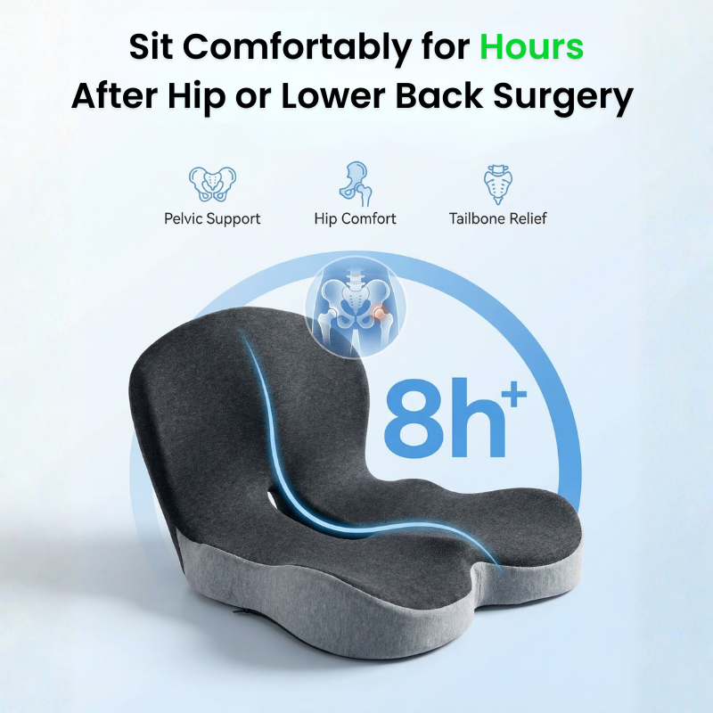 Memory Foam L-Shaped Car Seat Cushion with Lumbar Support for Sciatica & Back Pain Relief