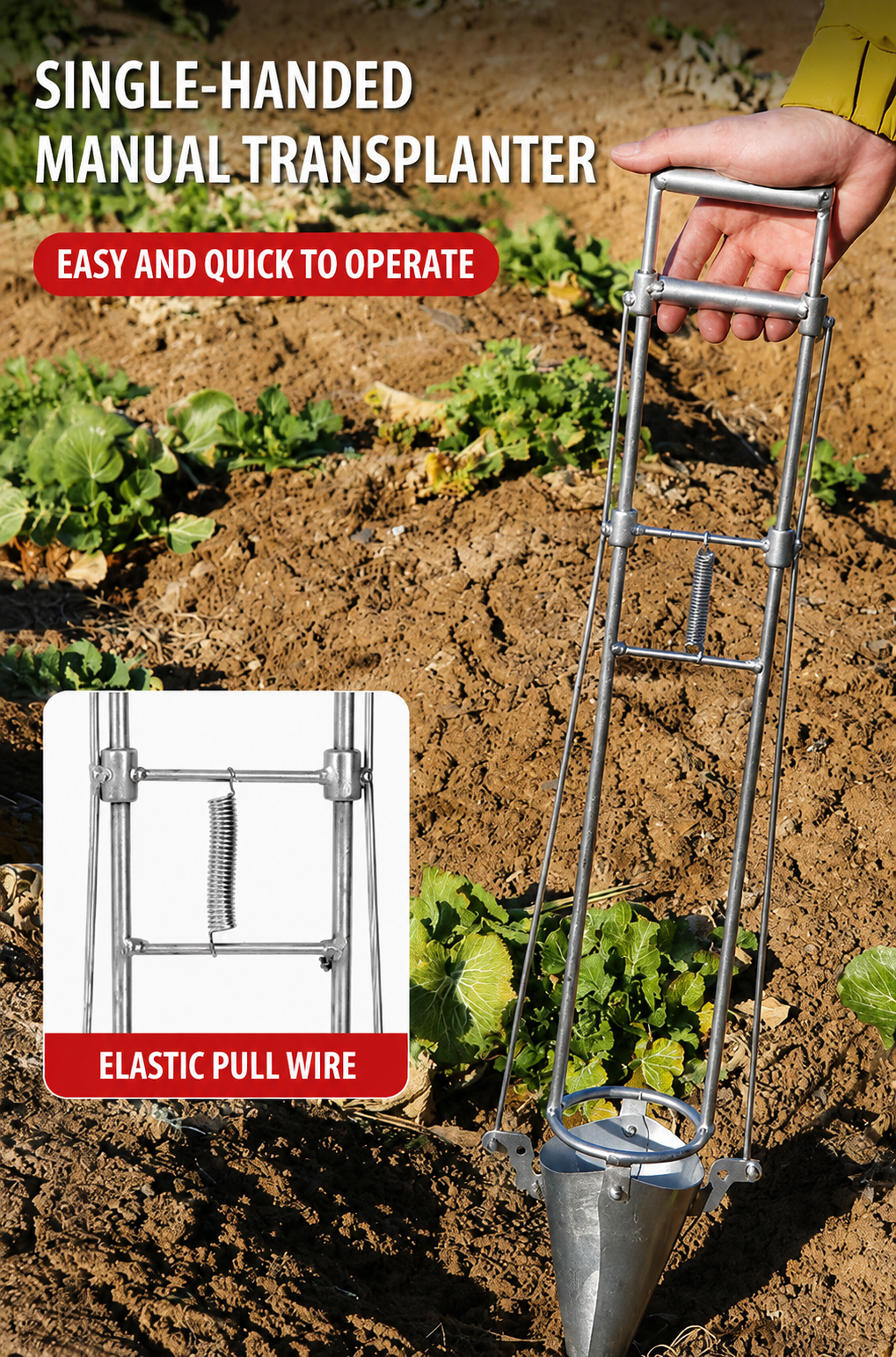 One-Hand Seedling Transplanter Tool for Fast & Easy Garden Planting