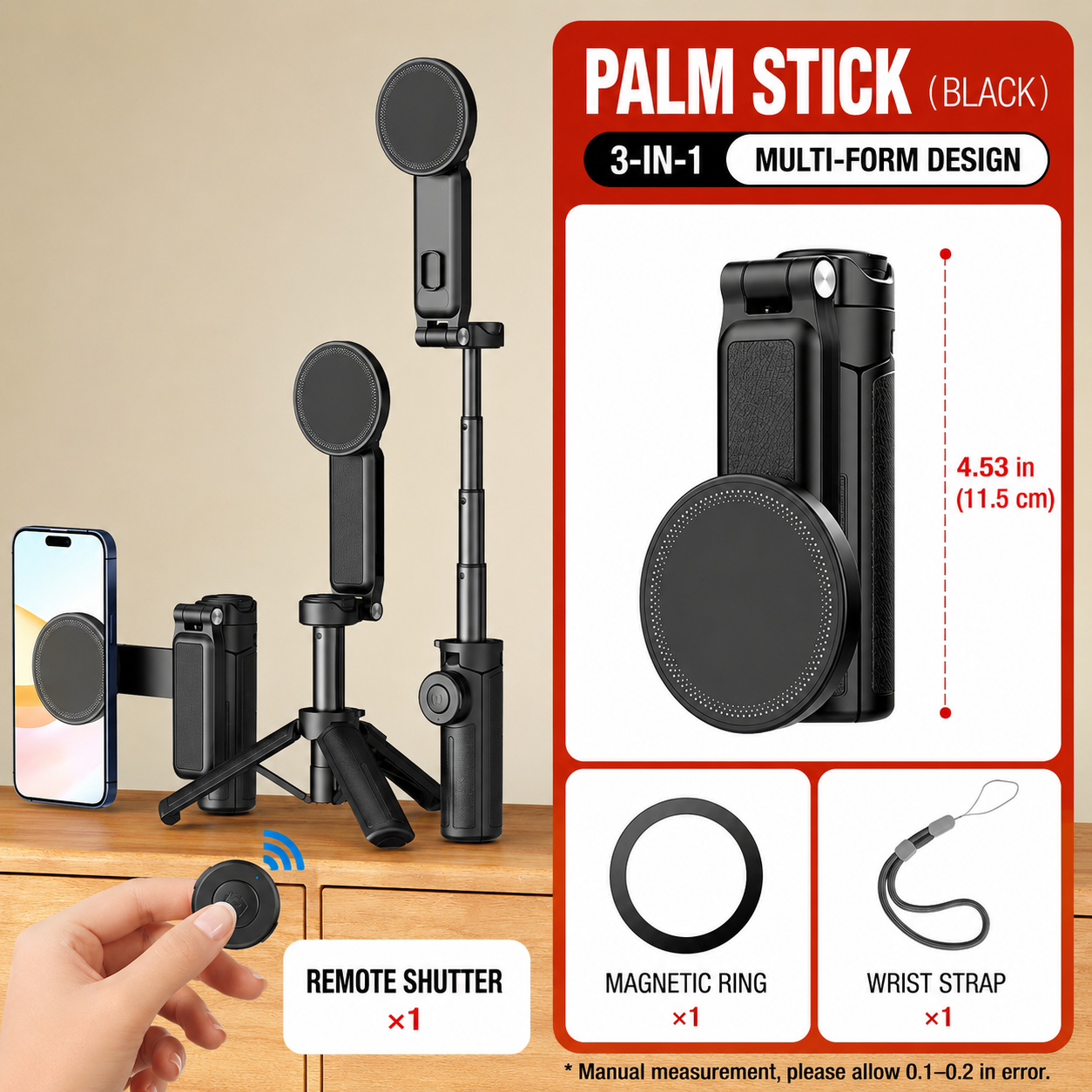 3-in-1 Magnetic MagSafe Selfie Stick Tripod with Bluetooth Remote