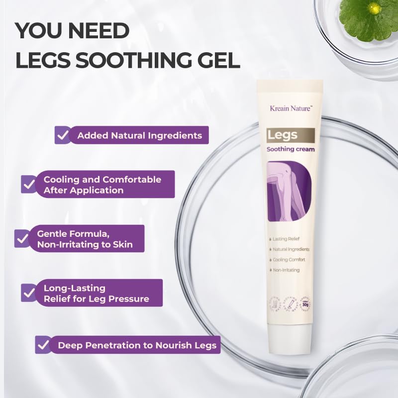 Soothing Leg Cream – Varicose & Spider Veins Relief, Cooling Gel for Leg Pressure & Discomfort, Natural Plant-Based Formula