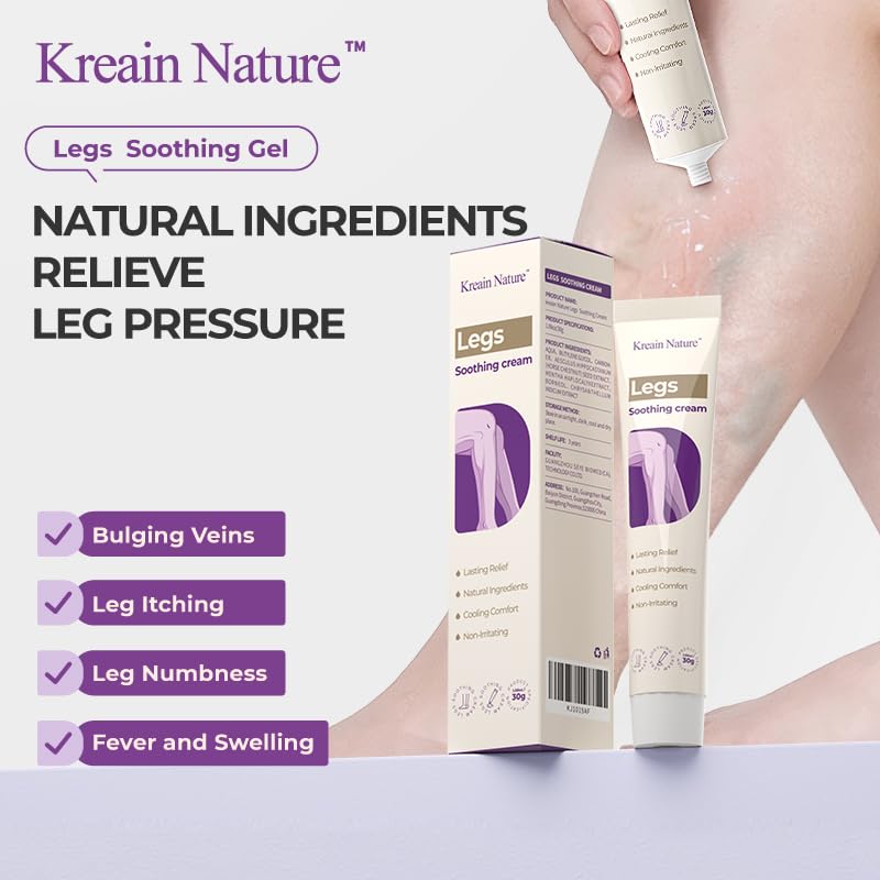 Soothing Leg Cream – Varicose & Spider Veins Relief, Cooling Gel for Leg Pressure & Discomfort, Natural Plant-Based Formula