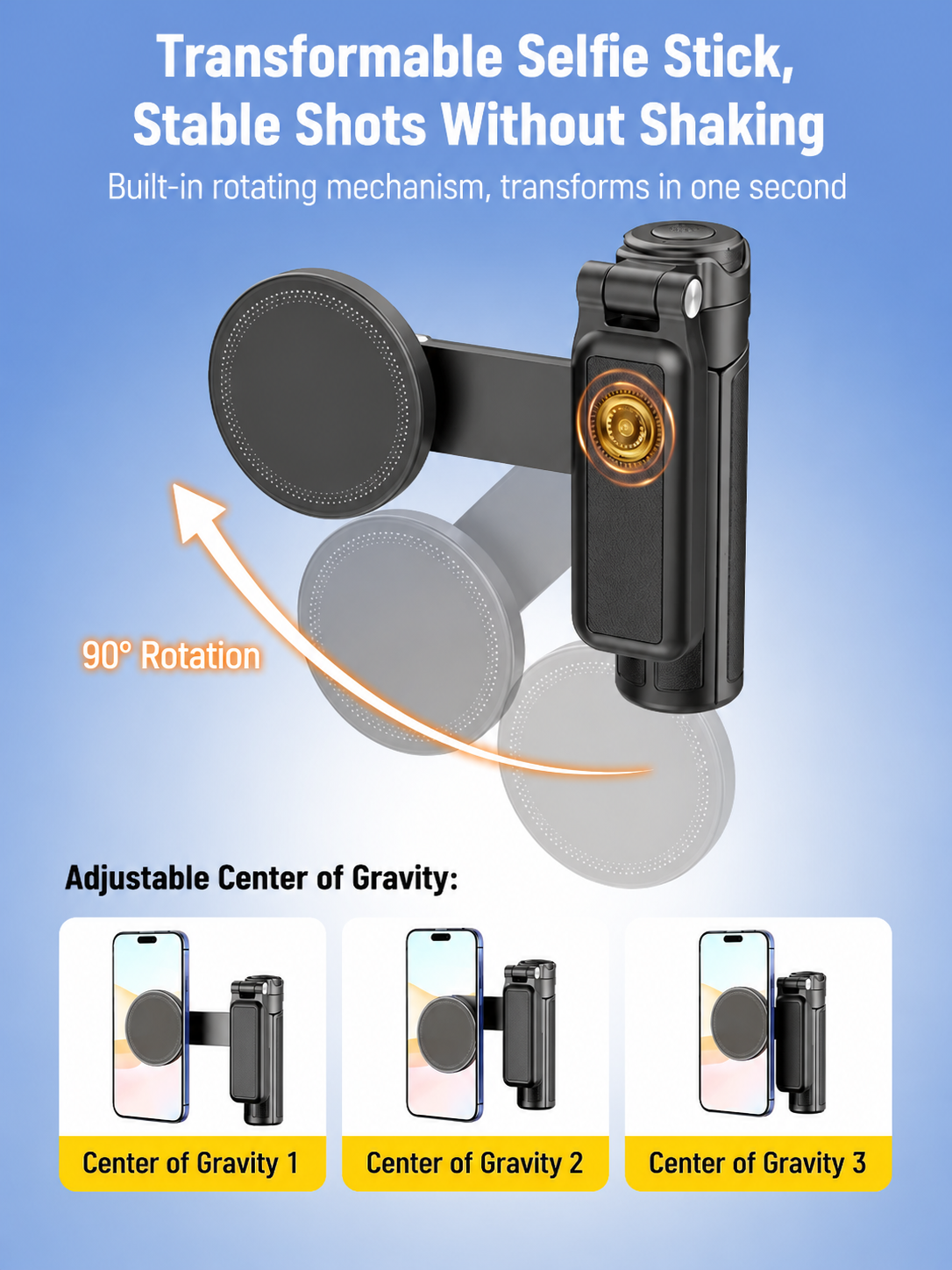 3-in-1 Magnetic MagSafe Selfie Stick Tripod with Bluetooth Remote
