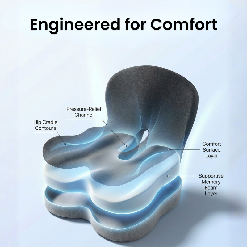 Memory Foam L-Shaped Car Seat Cushion with Lumbar Support for Sciatica & Back Pain Relief