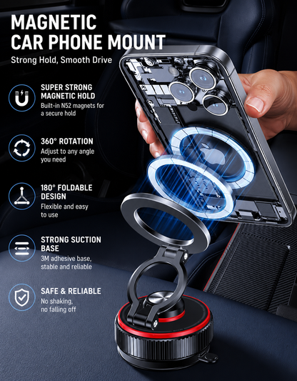 360° Vacuum Magnetic Car Phone Mount for Iphone & Android