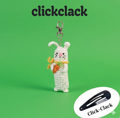 Handmade Crochet Sensory Fidget Keychains - Satisfying 'Click-Clack' Bunny, Carrot, Pickle - Cozy Gift for Stress Relief, ADHD, Anxiety