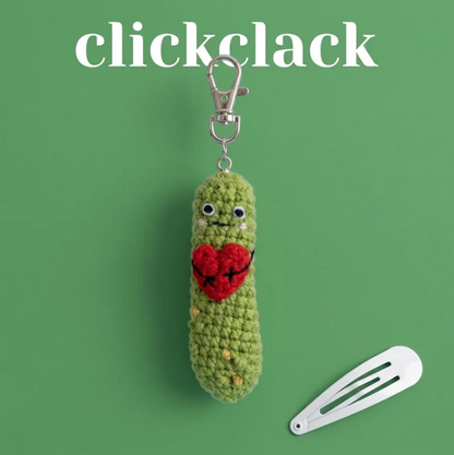 Handmade Crochet Sensory Fidget Keychains - Satisfying 'Click-Clack' Bunny, Carrot, Pickle - Cozy Gift for Stress Relief, ADHD, Anxiety
